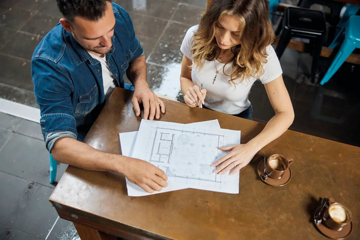 Couple planning a business fit-out